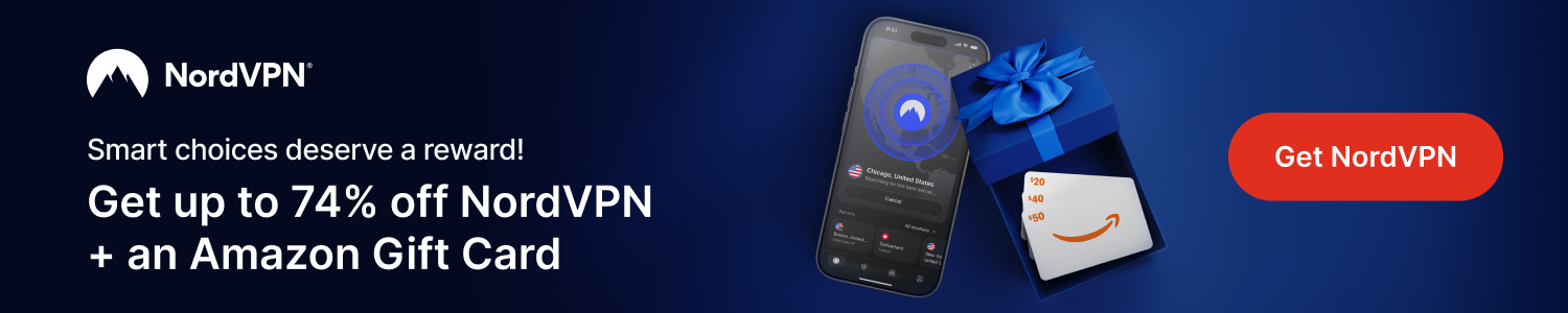 Get up to 74% off NordVPN + an Amazon Gift Card